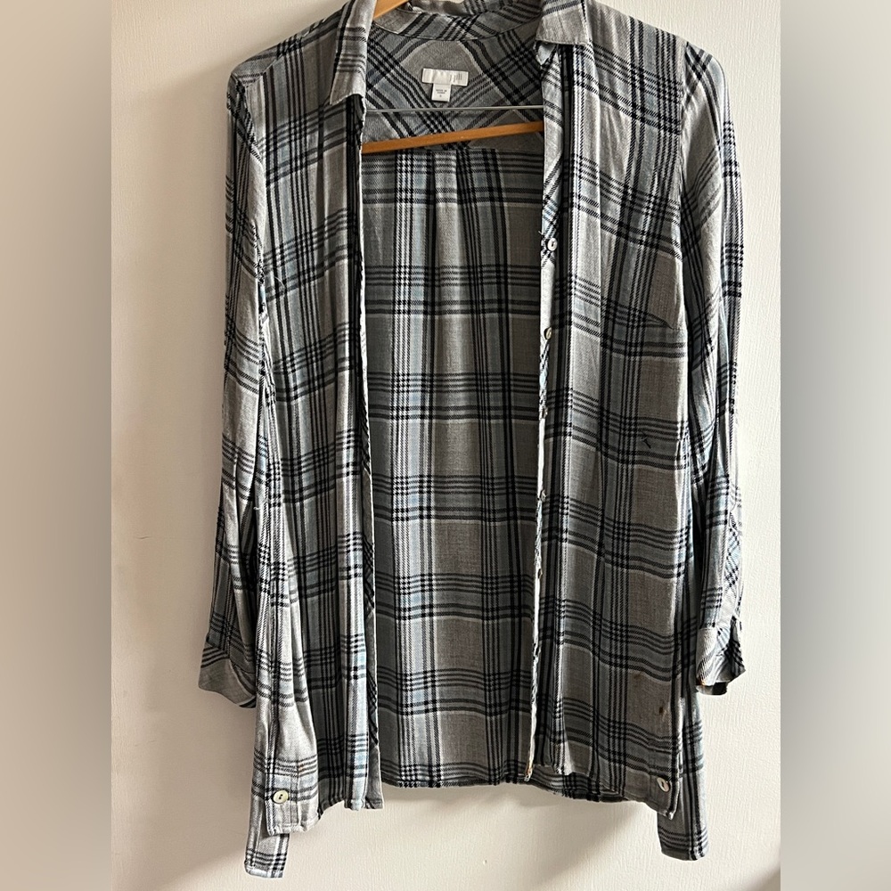 J.Jill Gray Lightweight Plaid Shirt